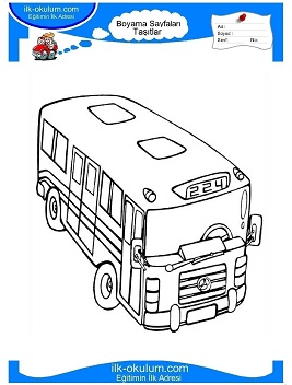 Çocuklar İçin Otobüs Boyama Sayfaları 